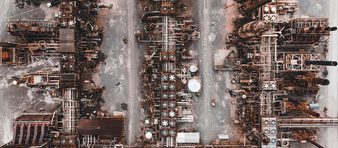 usine rouille vue aérienne