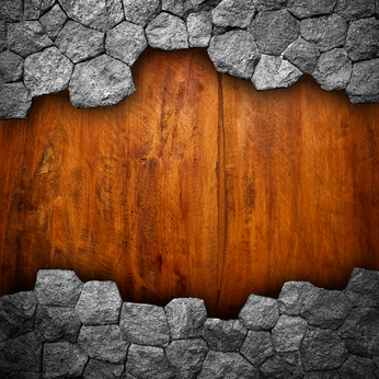 broken wall with wood background
