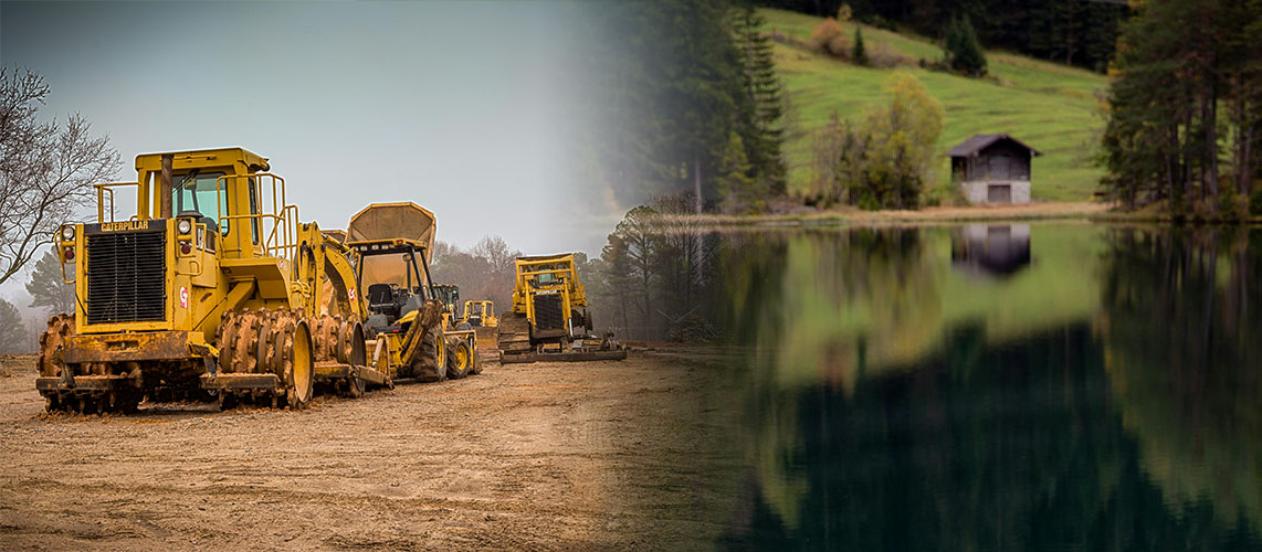 bulldozer étang