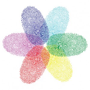 color fingerprint flower vector
