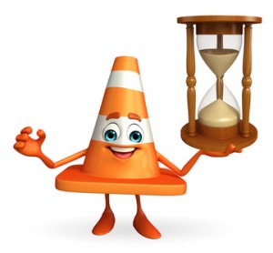 Cartoon Character of Construction cone with sand clock