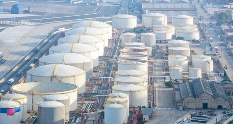 aerial view of petrol industrial zone