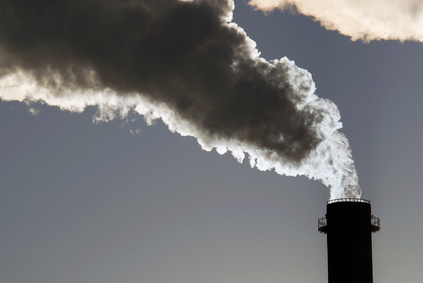 Dangerous toxic CO2 clouds from industrial chimney, pollution concept