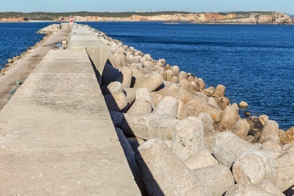 The structure of the breakwater wharf seaport.