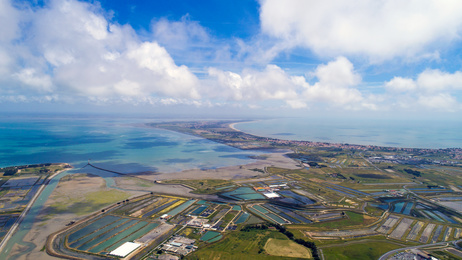 Aerial photo of salt marshes on Noirmoutier island, Vendee