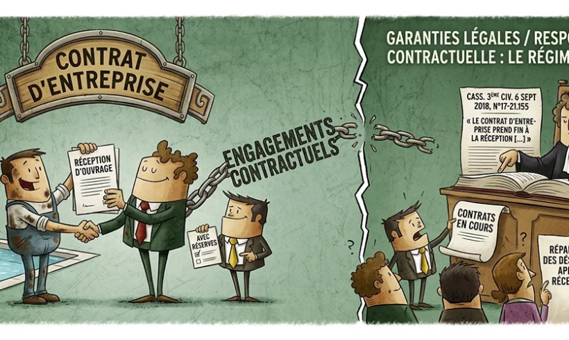 La réception, même avec réserves met fin au contrat d’entreprise