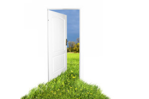 Door to new world. Easy editable image.