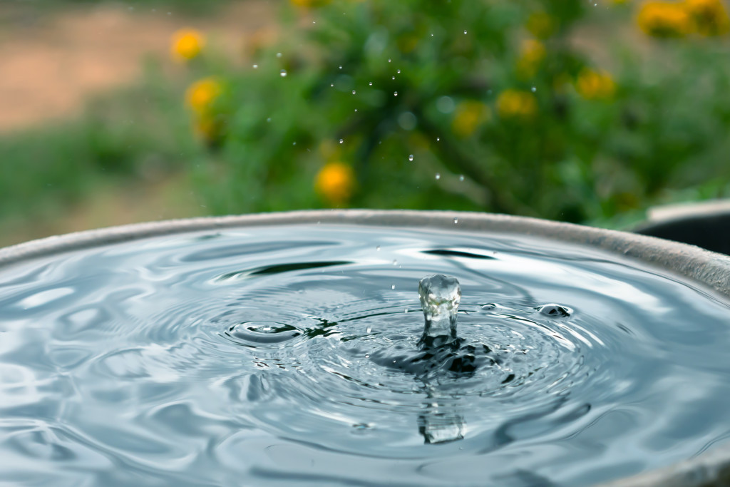 raining dripping on the jar and blur background with copy space