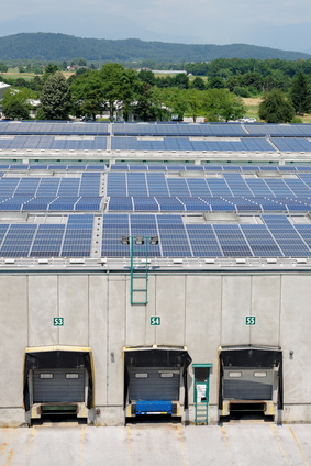 Solar energy electric panels creation on a storage building